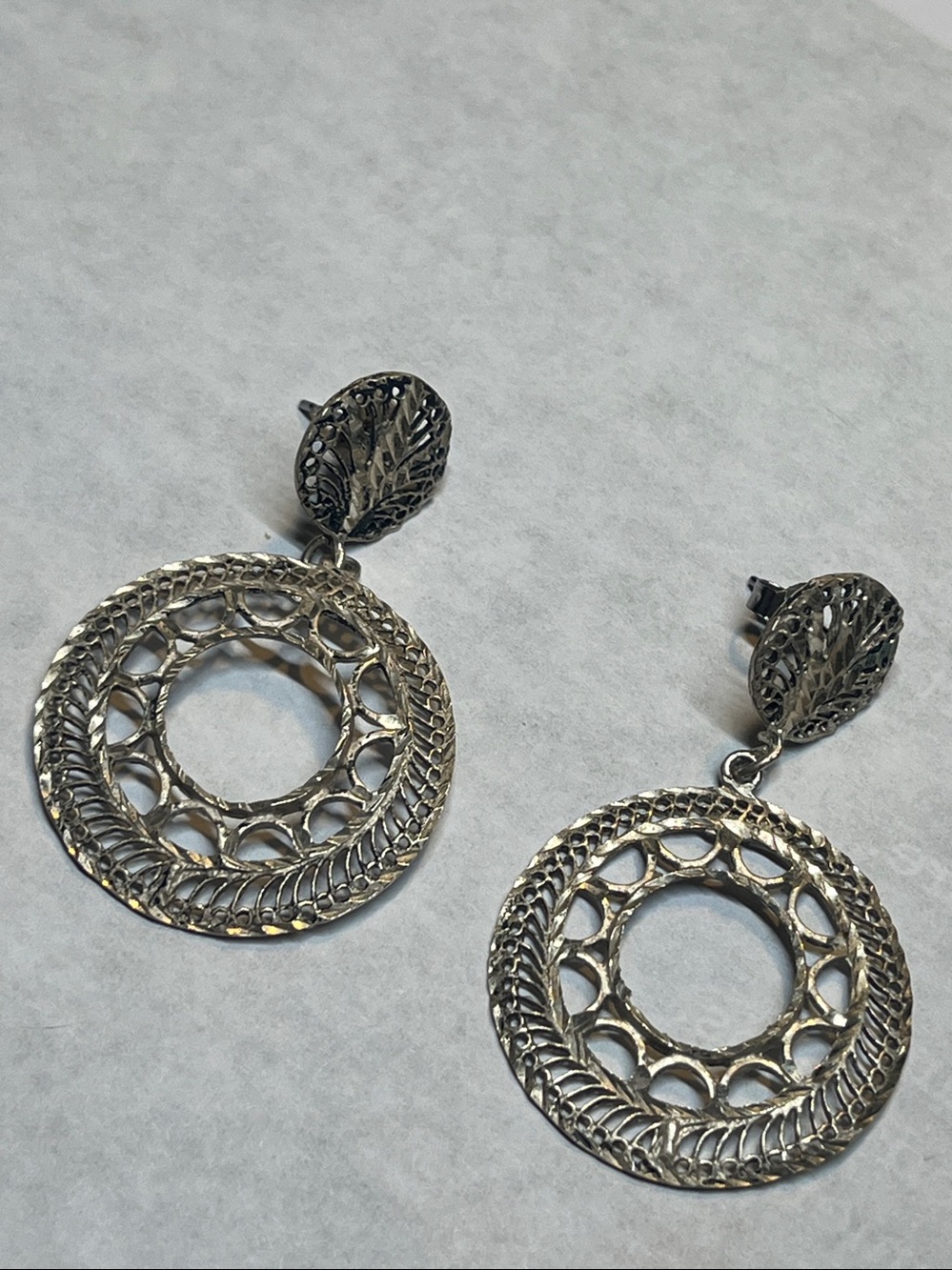 Sterling rare Filigree Circle Drop Earrings - Women Jewelry